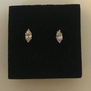 14k solid gold with Marquise Cubic Zirconias Stud